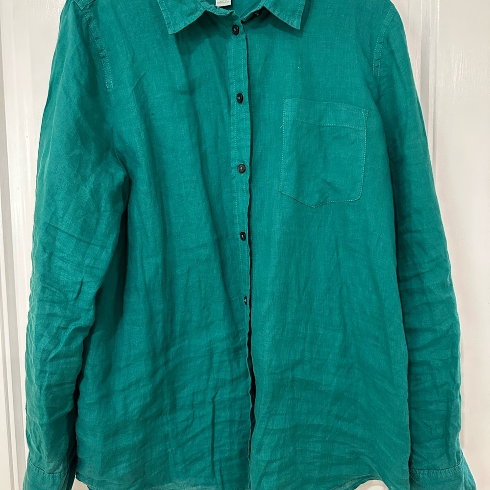 Teal Button-Up Women's Top